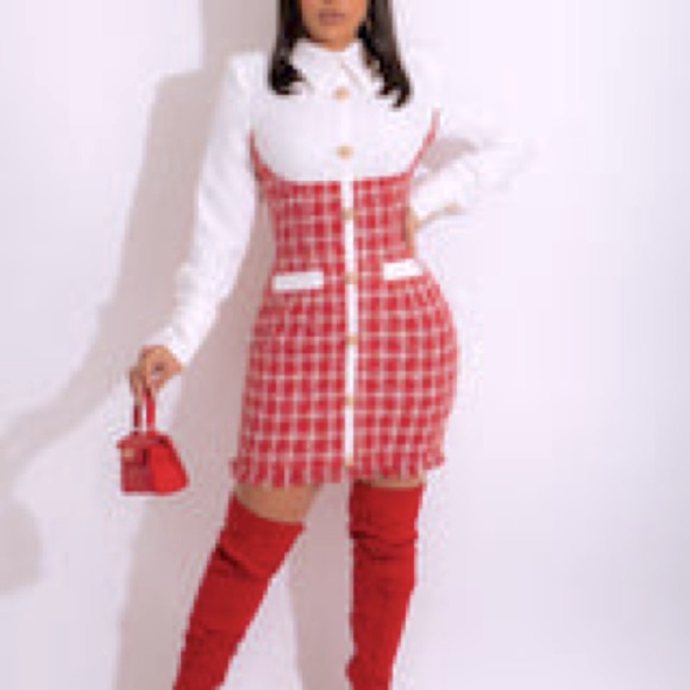 Classic High Mini Dress Red